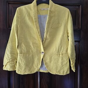 Gibson Latimer Sunny Yellow Blazer, 100% Linen